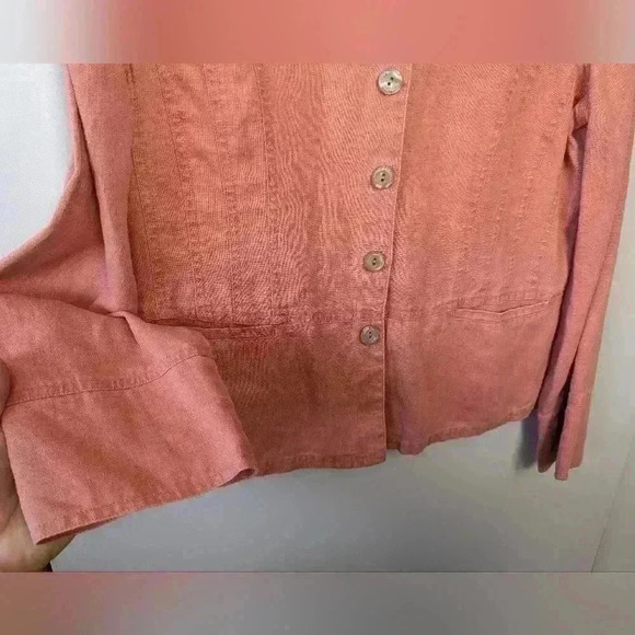 J. JILL LINEN BLOUSE size 6 color dark Pink 100% Linen - Picture 3 of 8